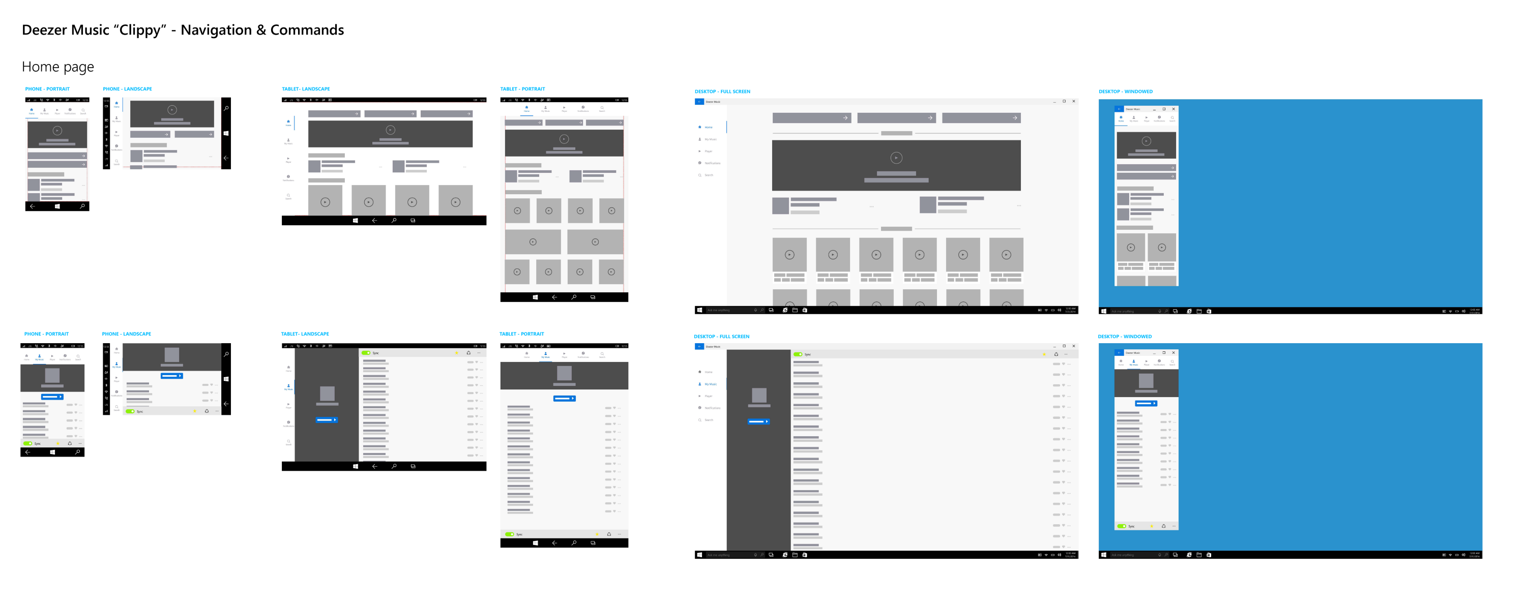 Some mockups explorations for navigation &amp; commands